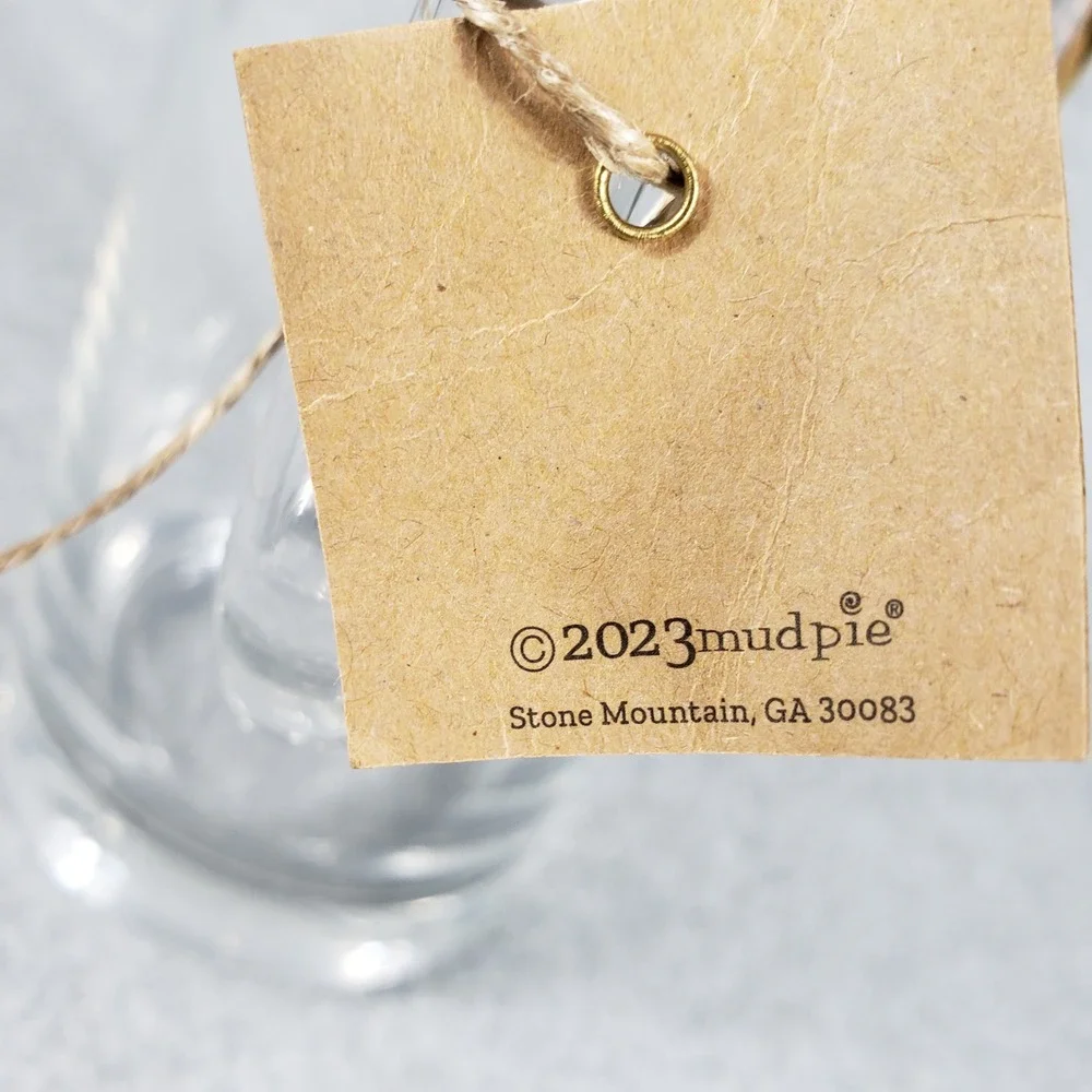 Mud Pie Clear Glass‎ Gold Ring Pitcher Gold Accent Handle Everyday Entertaining
